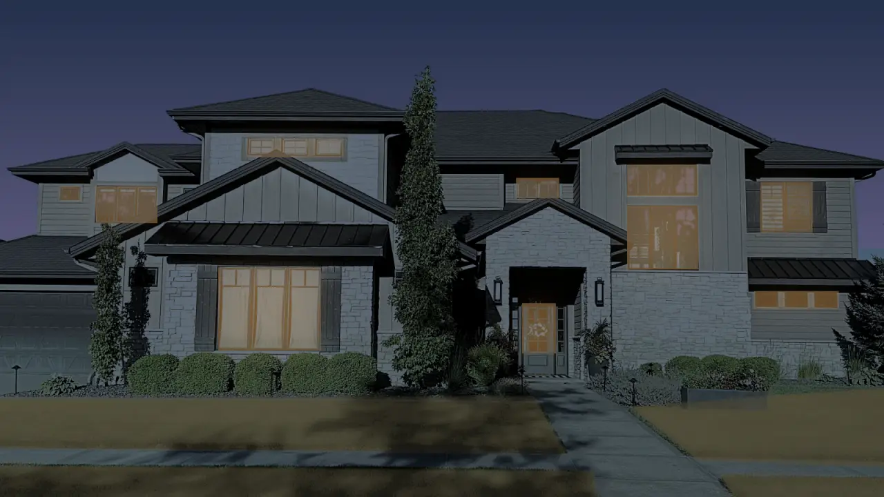 A house on a dark December evening